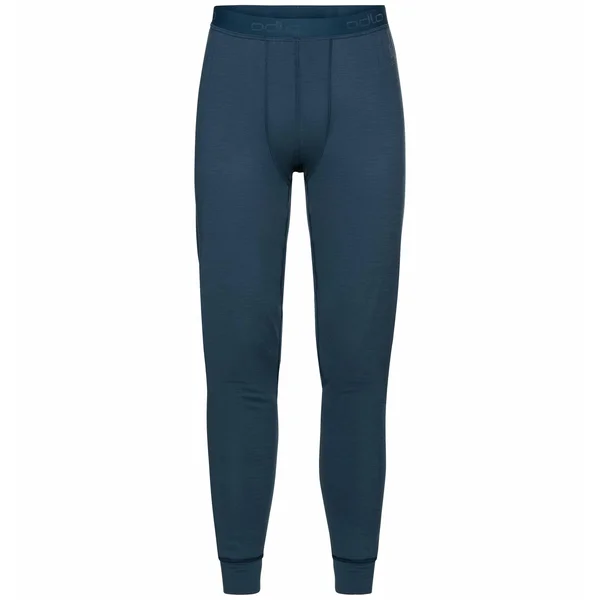 Odlo Men's Natural 100% Merino Warm Base Layer Pants, L, Blue Wing Teal