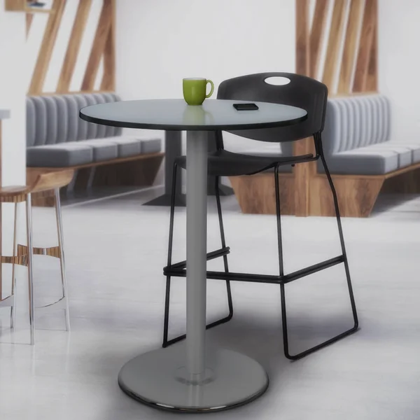 30x22 Via Cafe High Round Platter Base Bar Height Table Gray - Regency