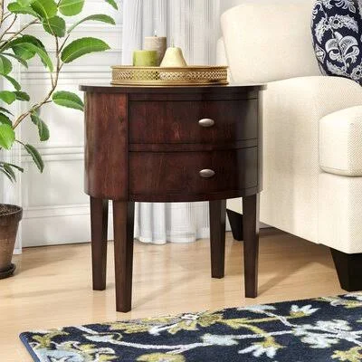 Canterbury Solid Wood 2 - Drawer End Table Three Posts Color: Espresso