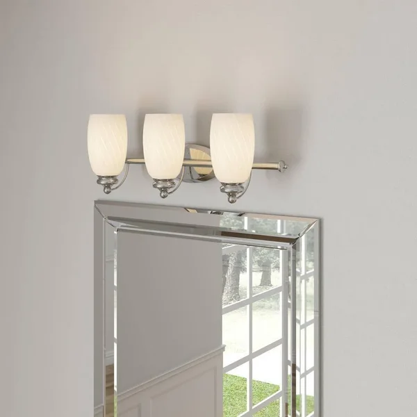 Hampton Bay - 3-Light Chrome Bath Bar Light with Frosted White Glass