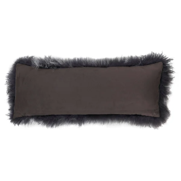 Saro 3564.GL1436B 14 x 36 in. Oblong Gold Mongolian Lamb Fur Throw Pillow with Poly Filling
