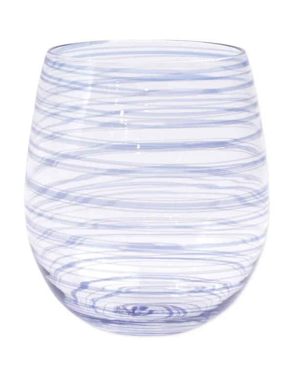 Vietri Swirl Blue Stemless Wine Glass