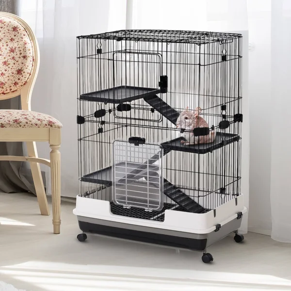PawHut 43x22H Ferret House Habitat - Black and White