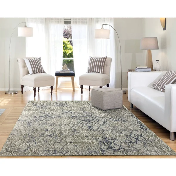 Dynamic Rugs Quartz 27039 7&10x22 x 10&10x22 Light Beige - Blue Rug