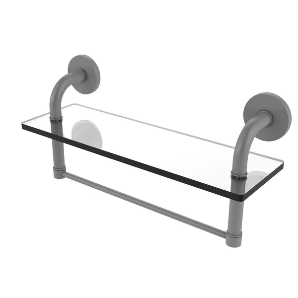 Allied Brass Remi Collection Glass Vanity Shelf with Integrated Towel Bar - Matte Gray - 16 inch