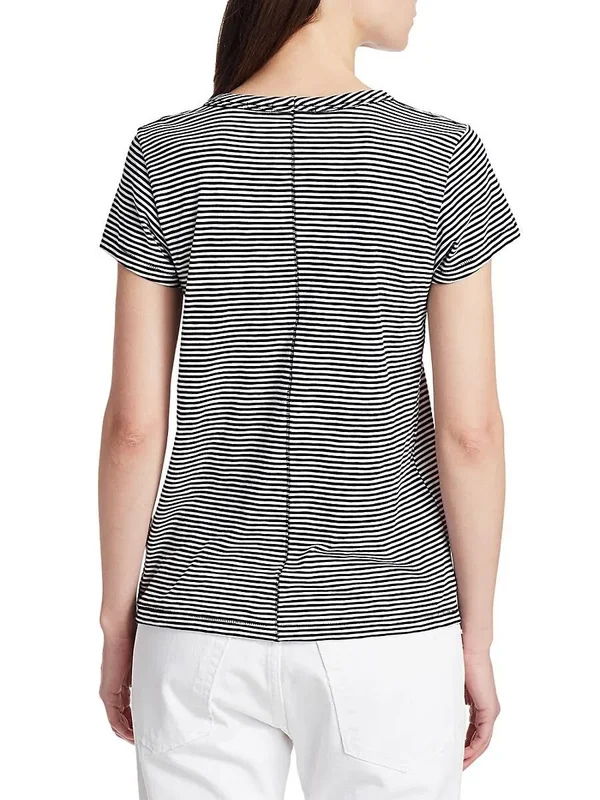 Rag & Bone Striped Crewneck Tee - Black, Women's, X-Small