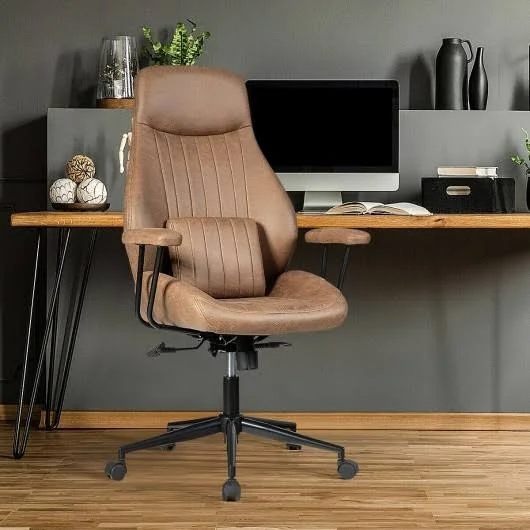 Adjustable Ergonomic High Back Office Chair with Lumbar Support Brown