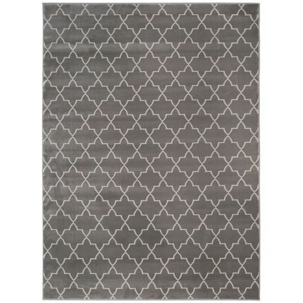 Admire Home Living Plaza Modern Contemporary Geometric Pattern Area Rug - Grey 2&2x22 x 7&7x22 Runner