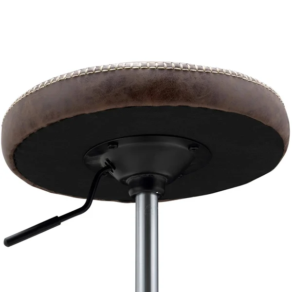 New Pacific Direct Eaton PU Leather Gaslift Backless Swivel Bar Stool, Vintage Coffee Brown