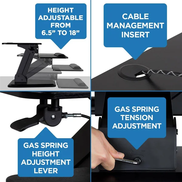 Mount-it! Height Adjustable Sit-Stand Desk CONVERTER - 33 lbs Capacity MI-7916