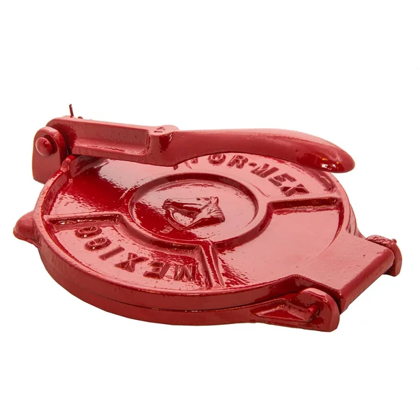 tortilla Press Kit: Red Cast Iron with Servietta