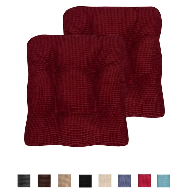 Fluffy Memory Foam Non Slip Chair Pad - Red - Set of 4