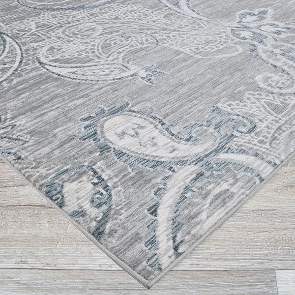 Couristan Nirvana Garden Damask 9&10x22 x 13&2x22 Area Rug in Greystone
