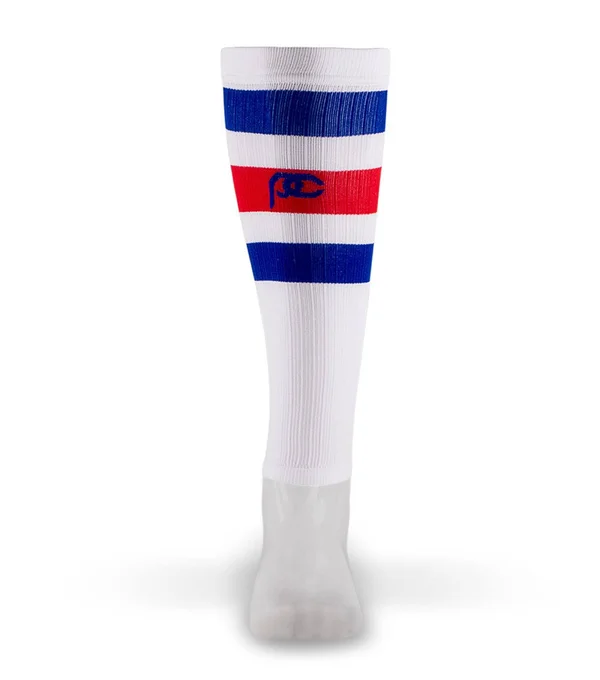 Pro Compression Calf Sleeves - White, Red & Blue Stripe, S/M, Best Compression Sleeves for Men, Women, Running, Sports