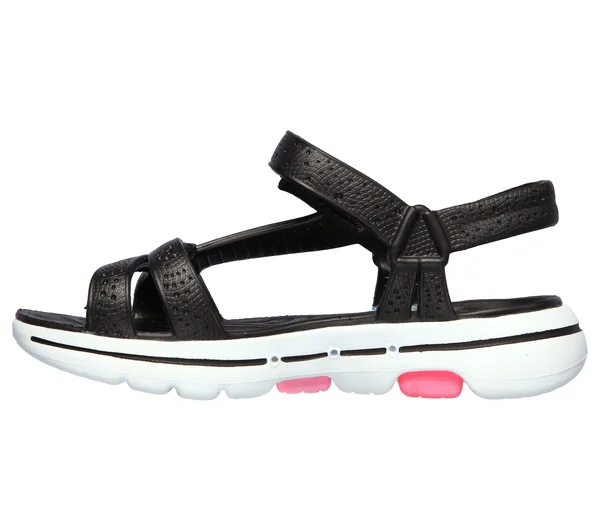 Skechers Women's Cali Gear GOwalk 5 Tahiti Walking Sandal, Black/White
