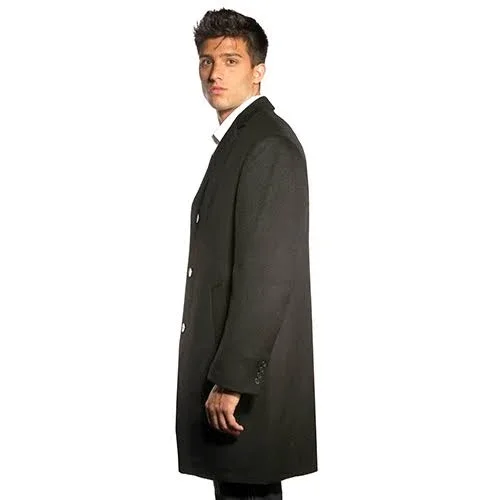 Jean Paul Germain Jeffrey Wool Blend Topcoat, Men's, Black, Size 44 Long