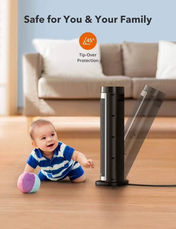 TaoTronics PTC Space Heater - 1500W Fast HEATING Ceramic, 24” High Tower Heater