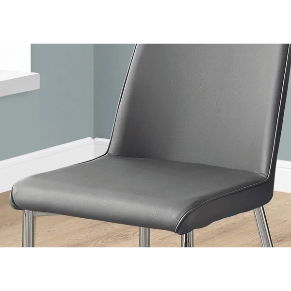 Monarch Specialties 37 in. Faux Leather and Chrome Dining Chair, Size: Set of 2, Grey