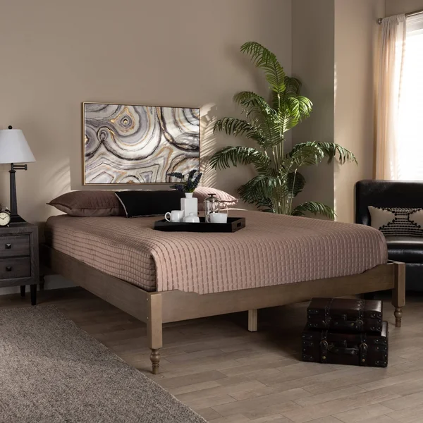 The Gray Barn Melanie Mount French Bohemian Wood Platform Bed Frame - Queen - Ash Walnut