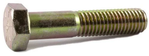 1/2-13 x 1 5/8 Grade 8 Hex Cap Screw Yellow Zinc Plated Domestic USA (50)