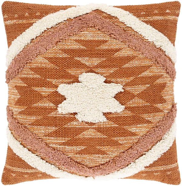 Bohemian 18x22 x 18x22 Beige Artisan Handmade Geometric Throw Pillow