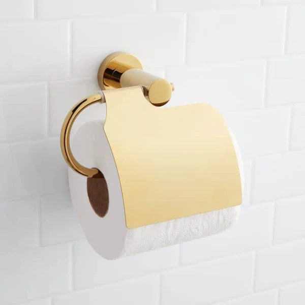 Signature Hardware 916736 Ceeley Single Post Tissue Holder Polished Brass Bathroom Hardware Toilet Paper Holder 296460
