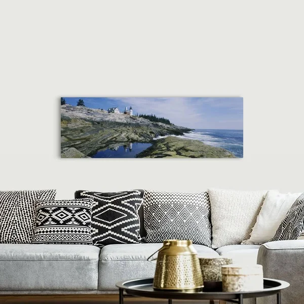 Lighthouse at The Coast, Pemaquid Point, Maine, Canvas Wall Art, 60x20, Great Big Canvas