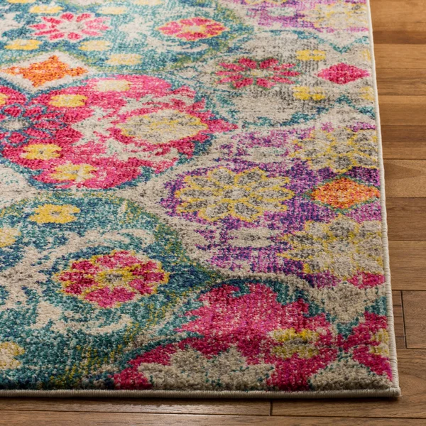 Safavieh Monaco MNC248R 6&7x22 x 6&7x22 Square Grey, Fuchsia Area Rug