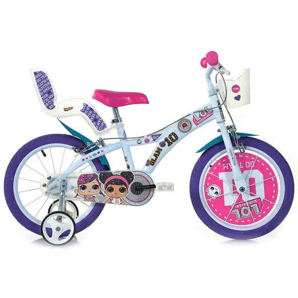 Dino Bikes - 16 Lol Surprise Bicycle with Doll&s Seat and Basket for 5 - 8 Years White