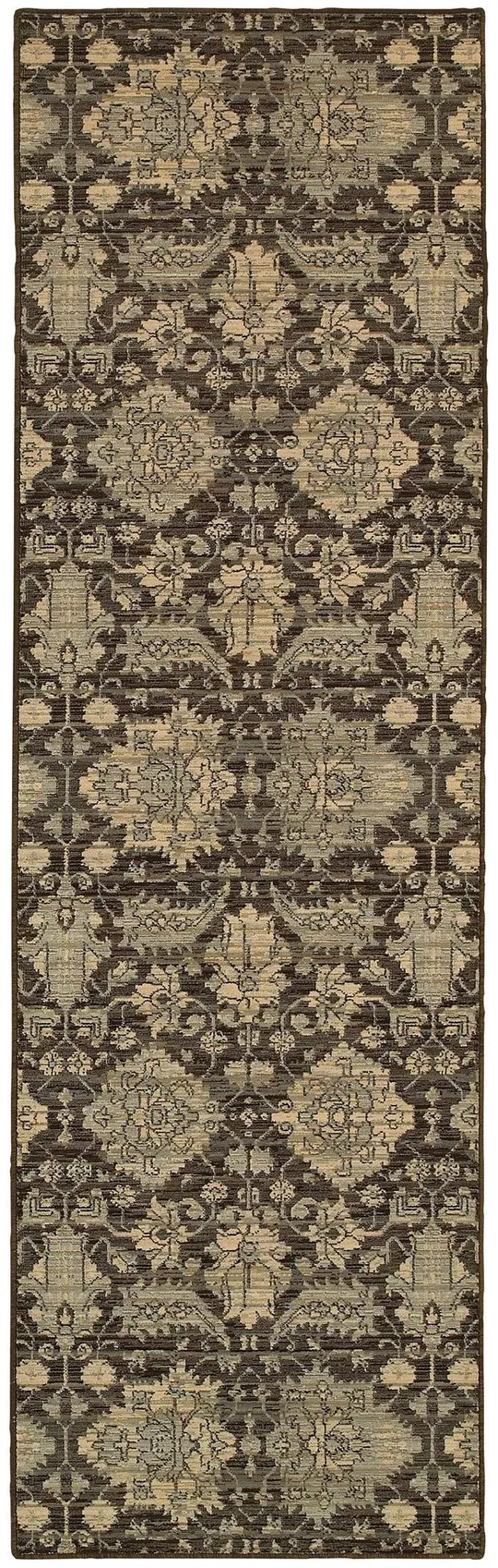 Oriental Weavers Heritage 8124N - 2& 7x22 x 9& 4x22 Runner - Charcoal, Blue Area Rug