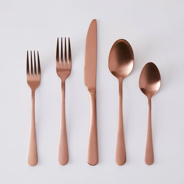 Amefa Brushed Metallic Finish Lightweight Stainless Steel Flatware (20-Piece Set) - 20-Piece Set - Brushed Copper