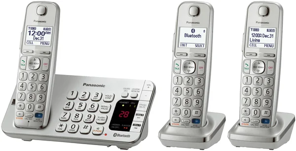 Panasonic KX-TGE273S Link2Cell Bluetooth Enabled Phone With 2 Handsets - 3000 Name/Number, Silver