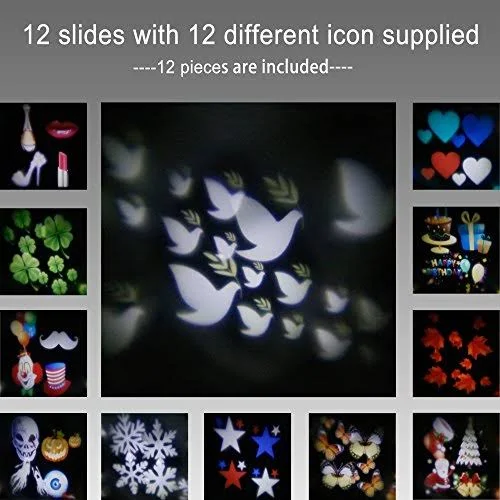 Ledgoo Holiday Light - Rotation Snowflake Star Spotlight Wall Decoration Lights with 12 Pcs Switchable Patterns for Christmas and