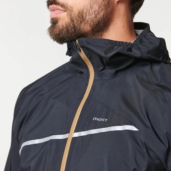 Evadict Men's Trail Running Waterproof Jacket in Black, Size Small