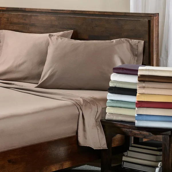 Superior Egyptian Cotton 650 TC Deep Pocket Solid Bed Sheet Set (King - Medium Blue)