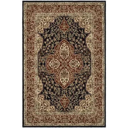 Astoria Grand Eldorado Hand-Hooked Black/Rust Area Rug - Rug Size: 4' x 6'