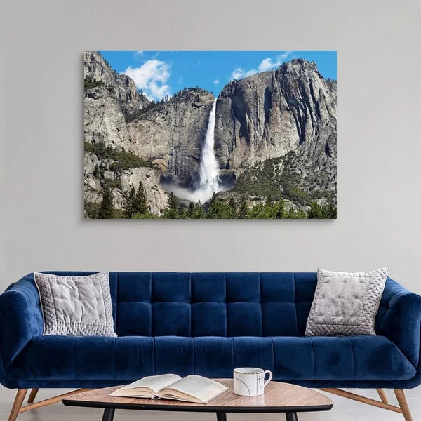 View of Yosemite Falls in SPRING, Yosemite National Park, California, Canvas Wall Art, 60x40, Great Big Canvas