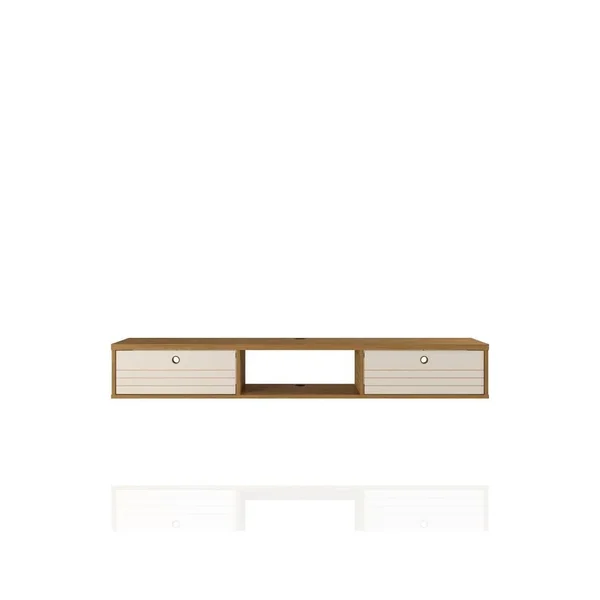 Luxor Liberty 63 in. Rectangular Cinnamon/Off White Floating Desk with Built-in Storage