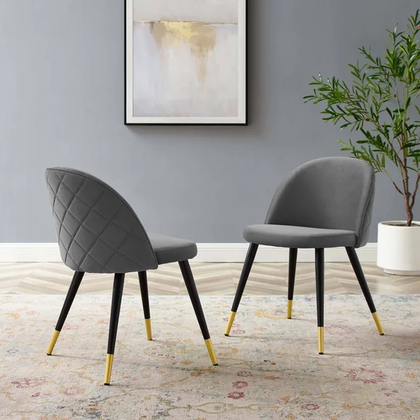 Cordial Performance Velvet Dining Chairs Set of 2 Dusty Rose Modway