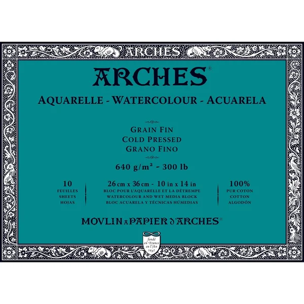 Arches 300 lb. Watercolor BLOCK - Cold-Pressed, 10 inch x 14 inch