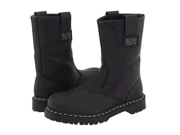Dr. Martens - Icon 2295 Greasy Leather Steel Toe Work Boots in Black, Size M 6/W 7