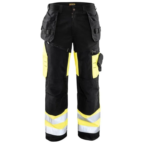 Blaklader Men's 1609 X1600 Hi-Vis Work Pants - Black/Yellow - W38 - 32x22 Inseam