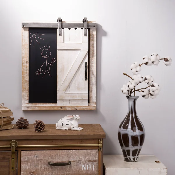 Glitzhome Farmhouse Barn Door Wooden Chalkboard Wall Decor 19.75 in