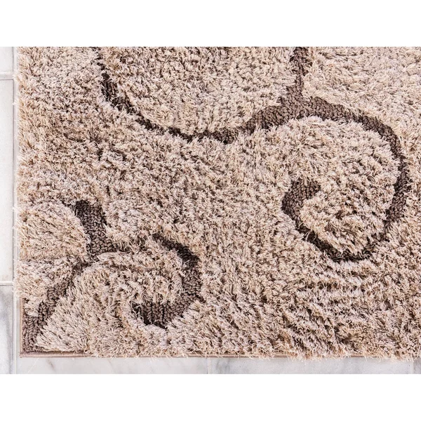 Unique Loom Carved Floral Shag Area Rug - 4& x 6& - Ivory