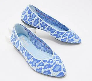 Skechers Animal Print Washable Knit Slip-Ons-Cleo Claw-Some - Size 8 Wide, Light Blue