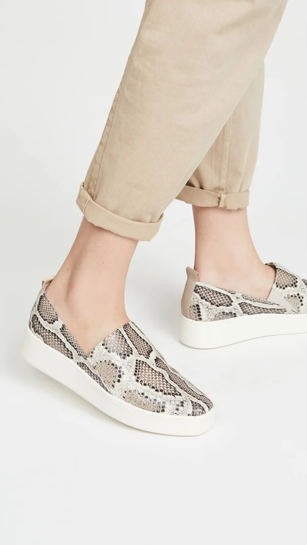 Vince Leather Saxon-2 Slip on Sneaker - Women - Taupe - 10