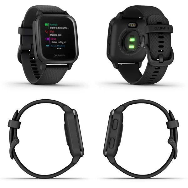 Garmin Venu Sq Music GPS Fitness Smartwatch and Included Wearable4U 3 Straps Bundle (Blue/Pink/Red - Light Sand/Rose Gold 010-024