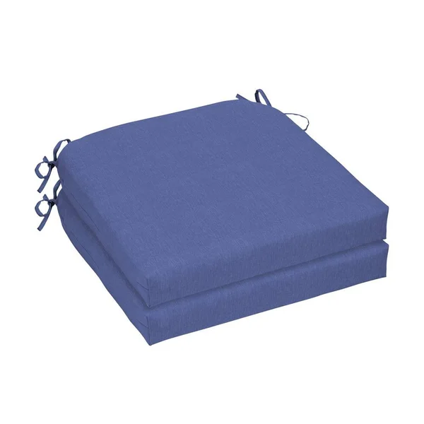 Hampton Bay Sail Blue Contoured Outdoor Seat Cushion (2-Pack)