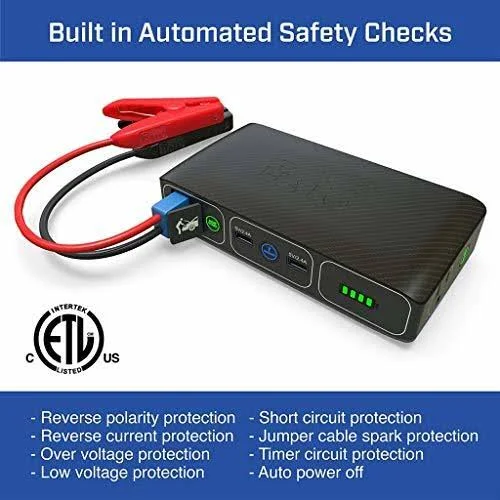 Halo Bolt Wireless 44400 mWh Car Jump Starter and Portable Phone Laptop Charger with AC Outlet - Black Graphite
