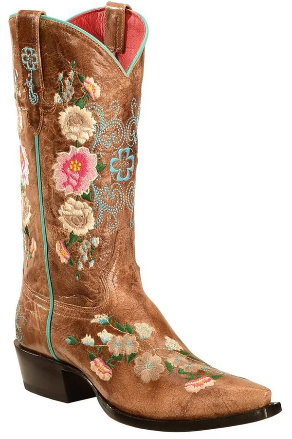 Macie Bean Rose Garden Cowgirl Boots - Snip Toe